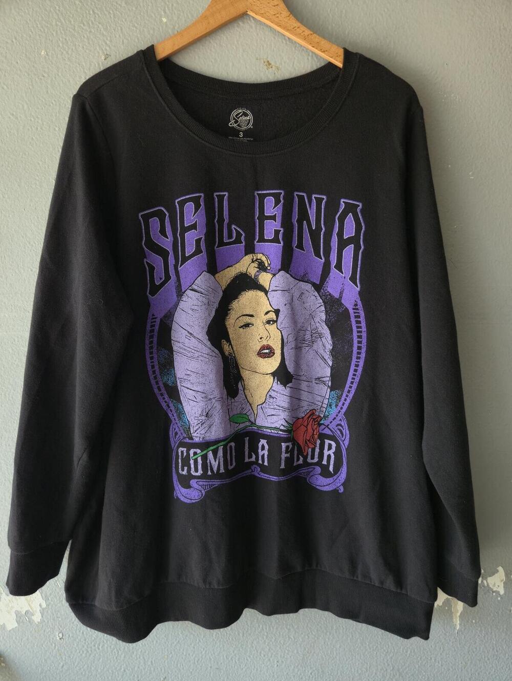 Selena Como La Flor Black Graphic Sweatshirt Size 3